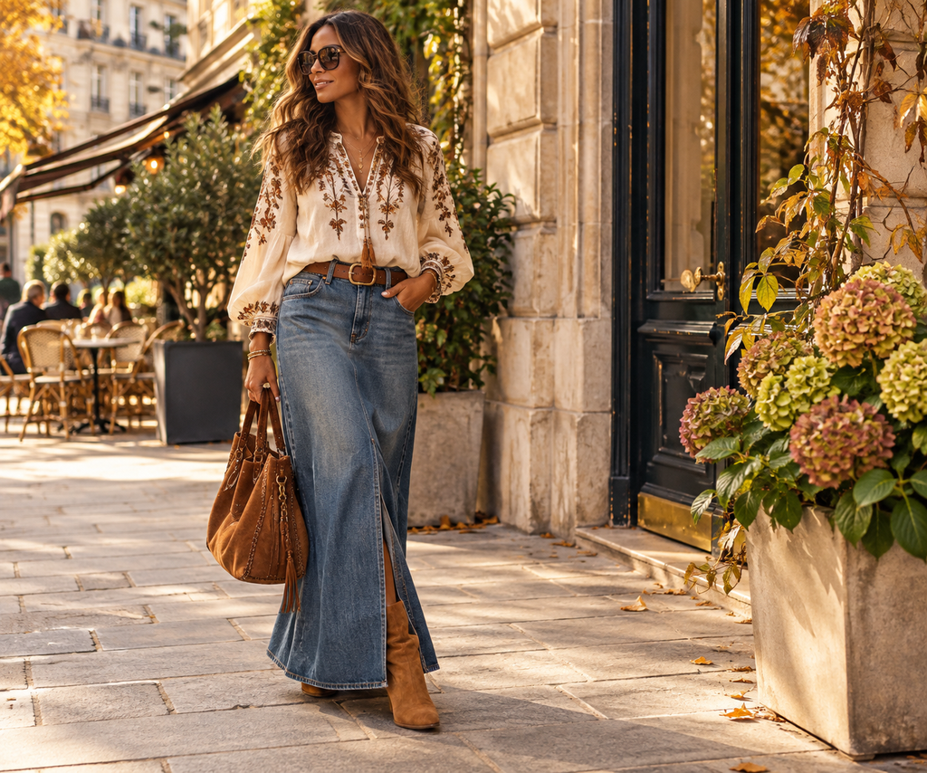 5 Effortless Ways to Style a Long Denim Skirt for a Modern Boho Look