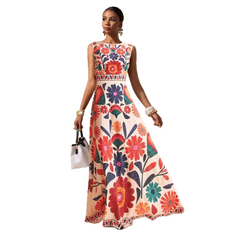 The Tulum Embroidered Tropical Maxi