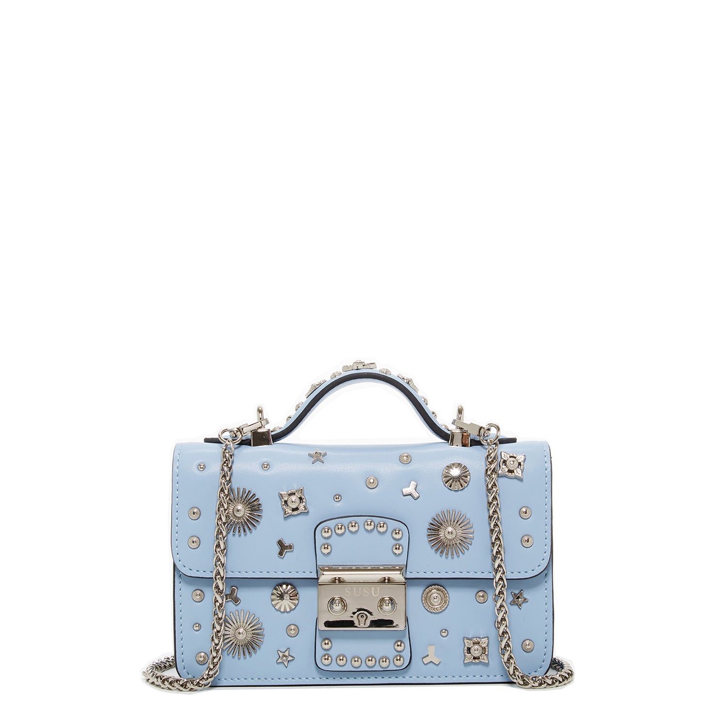 The Hollywood Studded Crossbody in Sky Blue