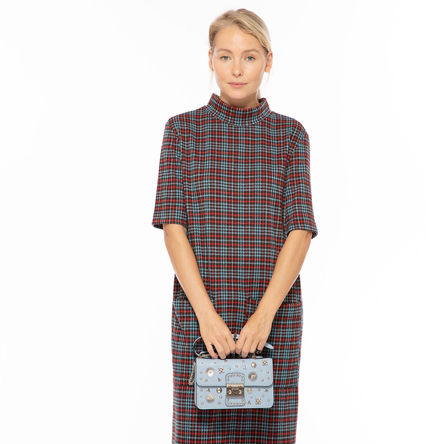 The Hollywood Studded Crossbody in Sky Blue