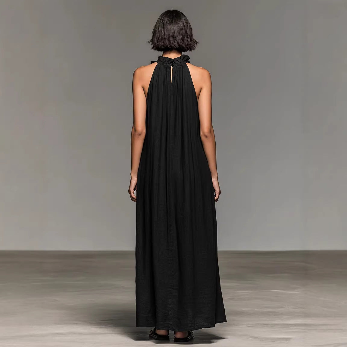 The Callista Ruffled Halter Maxi