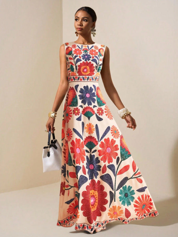 The Tulum Embroidered Tropical Maxi