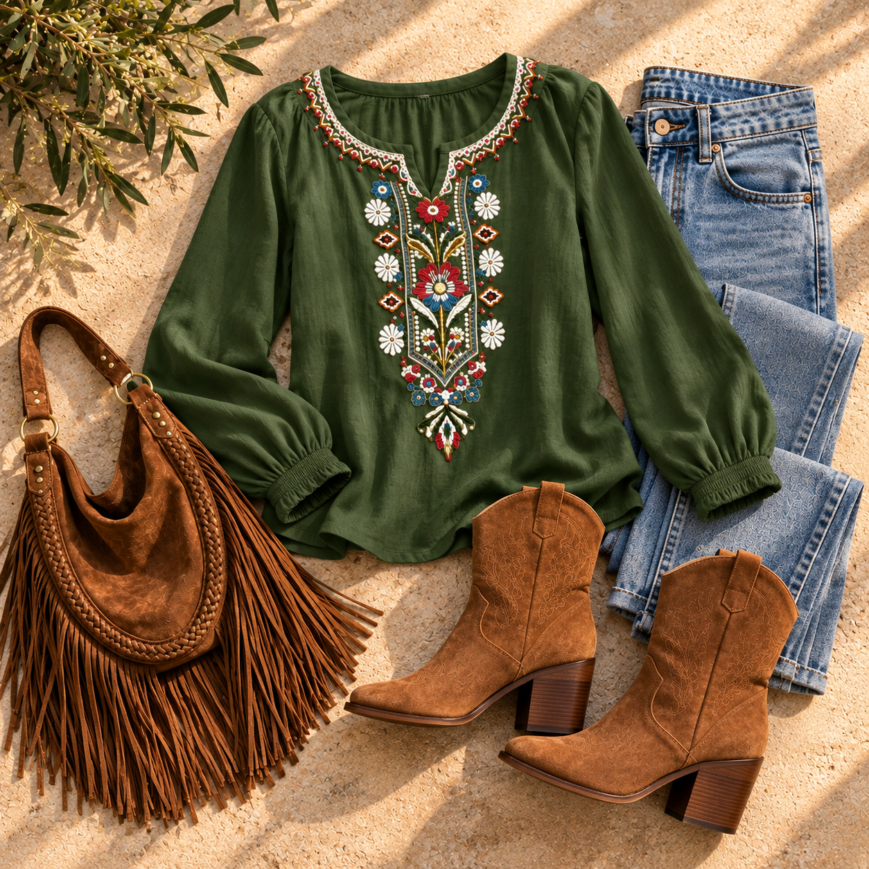Amalfi Boho Linen Blouse