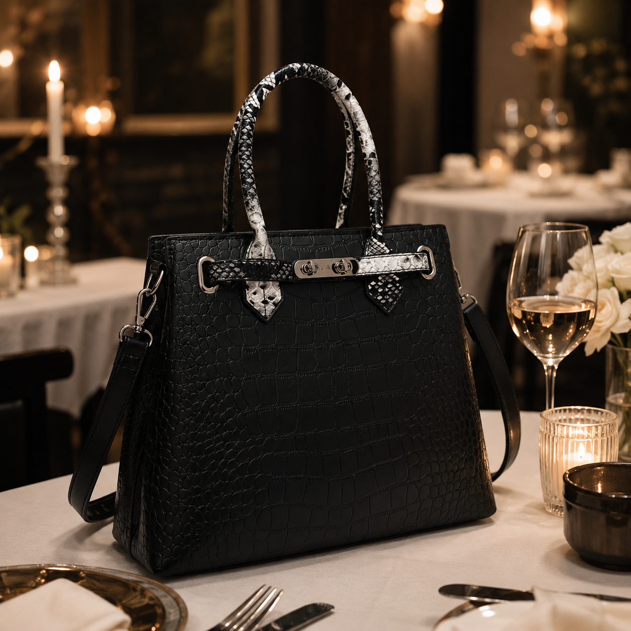 The Bordeaux Croc Satchel