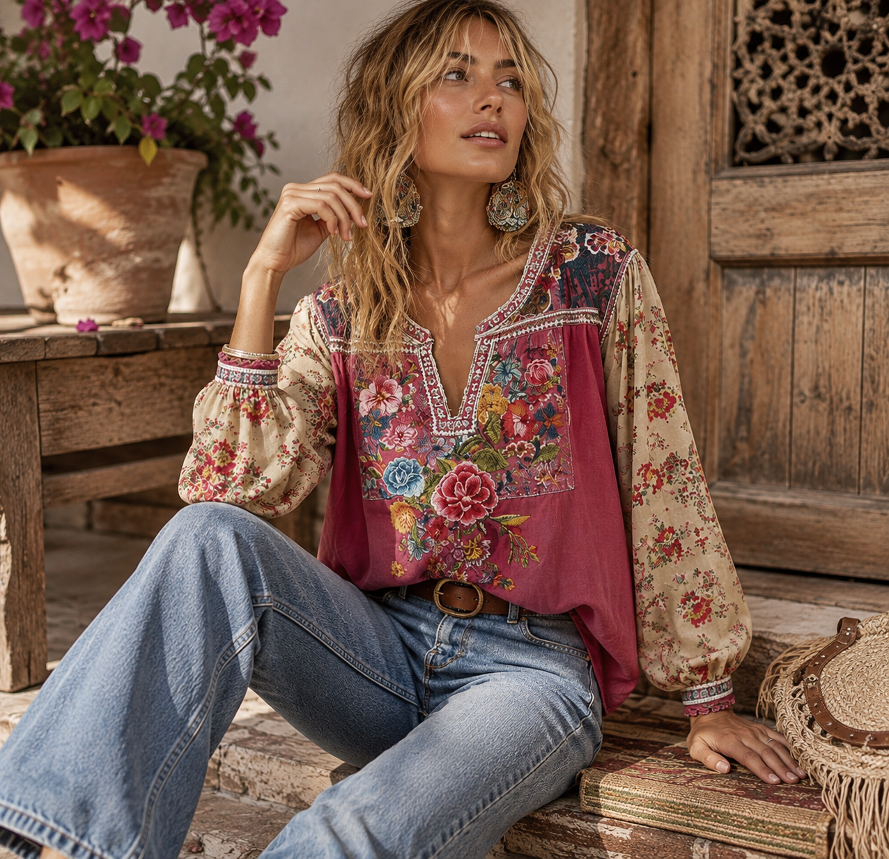 Hélène Vintage Floral Top